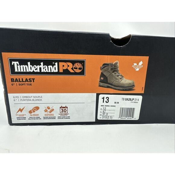 Men's Timberland PRO Ballast 6-Inch Soft Toe Work Boots Turkish Coffee Size 13.0 - Picture 5 of 5